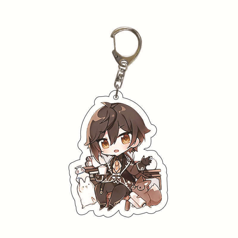 Custom Keychain UV Printed Genshin Cosplay Fan Gift Transparent Holographic Acrylic Keychain