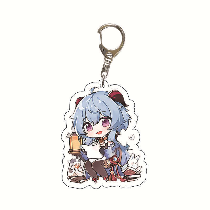 Custom Keychain UV Printed Genshin Cosplay Fan Gift Transparent Holographic Acrylic Keychain