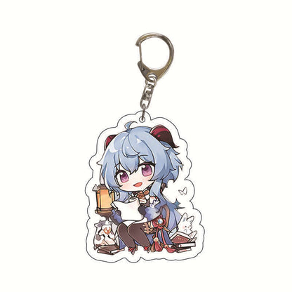Custom Keychain UV Printed Genshin Cosplay Fan Gift Transparent Holographic Acrylic Keychain