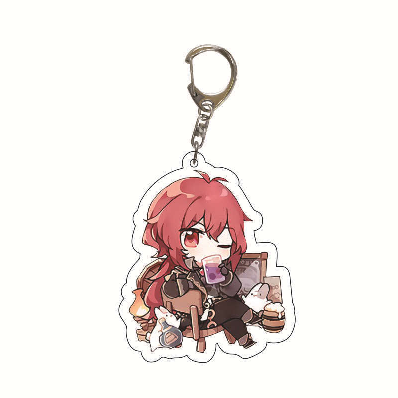 Custom Keychain UV Printed Genshin Cosplay Fan Gift Transparent Holographic Acrylic Keychain