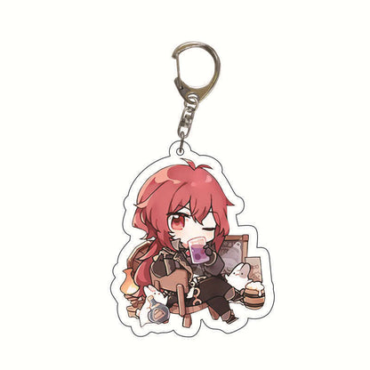 Custom Keychain UV Printed Genshin Cosplay Fan Gift Transparent Holographic Acrylic Keychain