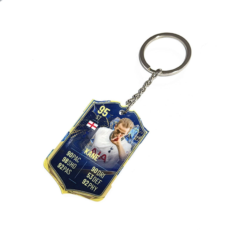 Football Player Scorecard Acrylic Keychain | UV Printed Sports Fan Collectible