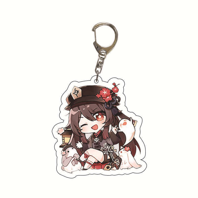 Custom Keychain UV Printed Genshin Cosplay Fan Gift Transparent Holographic Acrylic Keychain