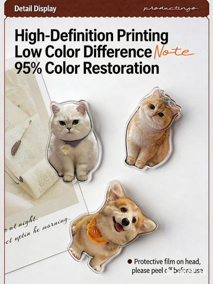 Custom Acrylic Rotating Fridge Magnet CNC Engraved Cute Pet Design Wholesale Available