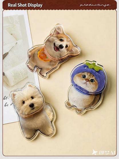 Custom Acrylic Rotating Fridge Magnet CNC Engraved Cute Pet Design Wholesale Available