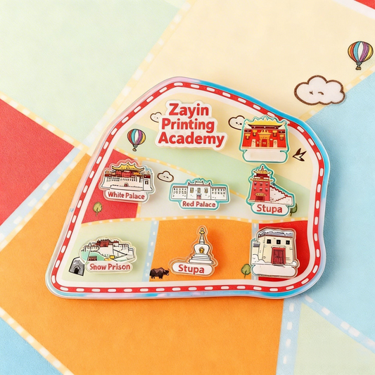 Custom Acrylic City Map Fridge Magnet Travel Landmark Scenic Souvenir Creative Magnetic Sticker