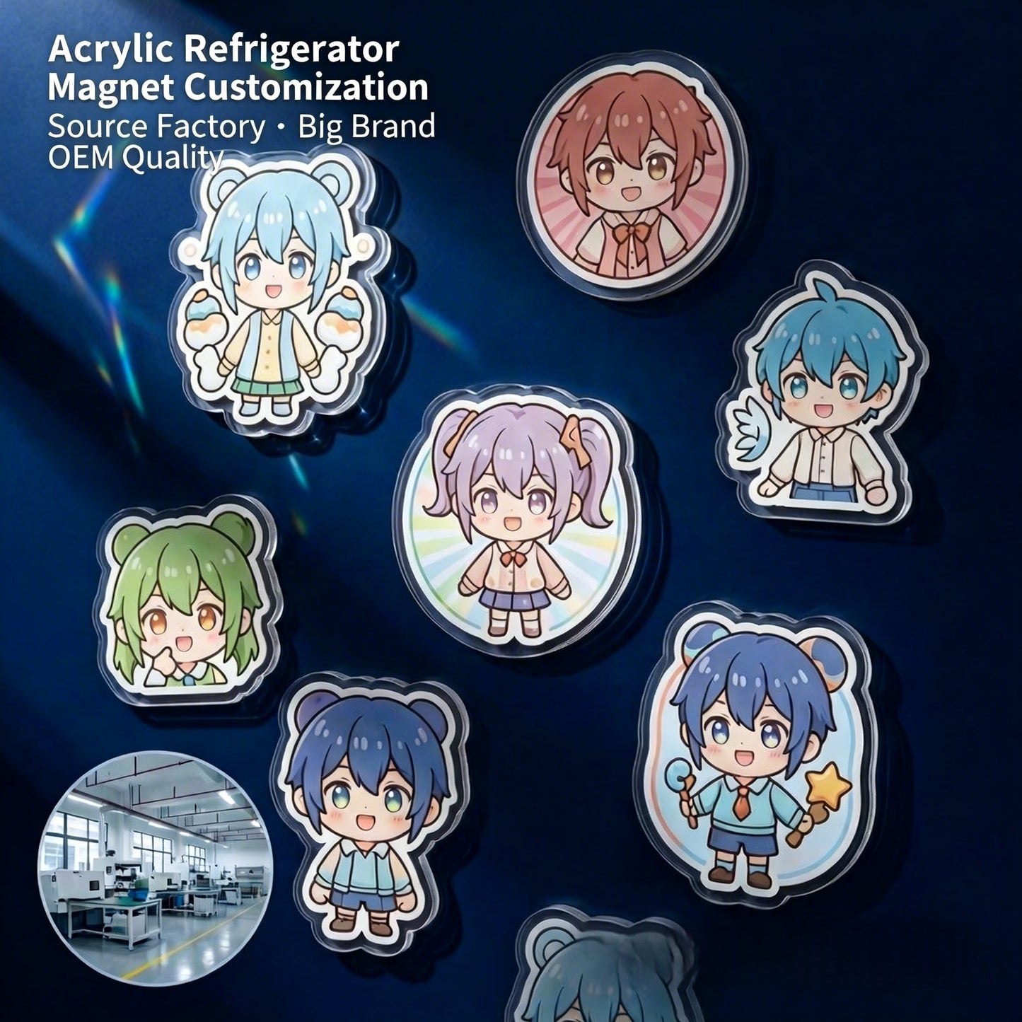 Custom Acrylic Fridge Magnet Anime Merch Magnetic Sticker Cultural Creative Gift Promotional Advertising Magnet