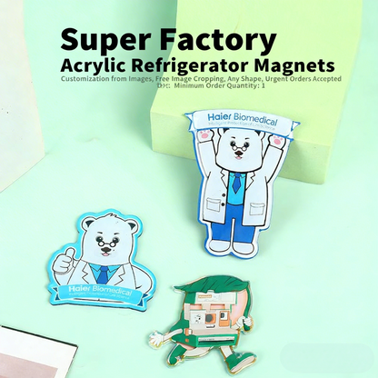Custom Acrylic Fridge Magnet Business Logo Soft Magnetic Sticker Epoxy Coated Promotional Gift No Minimum Order
