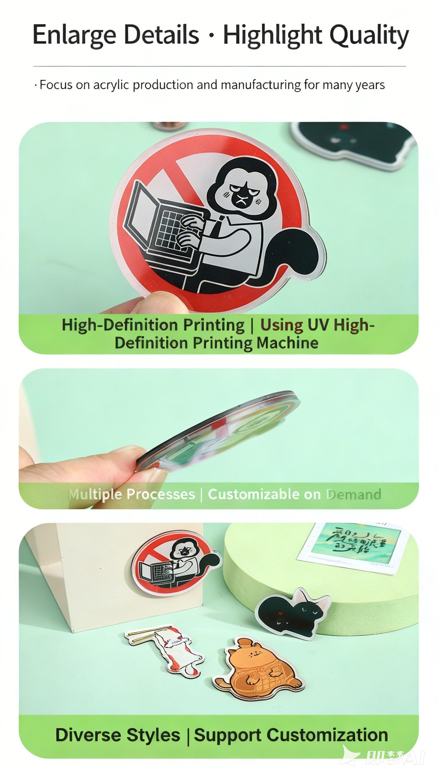 Custom Acrylic Fridge Magnet Cute Cartoon Anime 3D Souvenir Gift Personalized Magnetic Fridge Decor